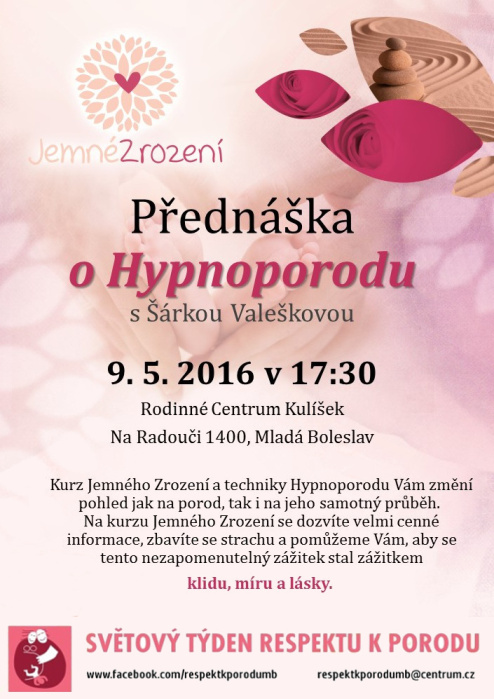 Přednáška o Hypnoporodu s Šárkou Valeškovou